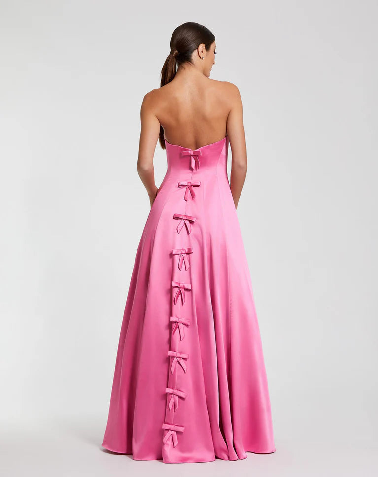 Robe de soirée bustier en satin rose vif Weitese avec robe longue capturant une sophistication glamour. Robe de bal